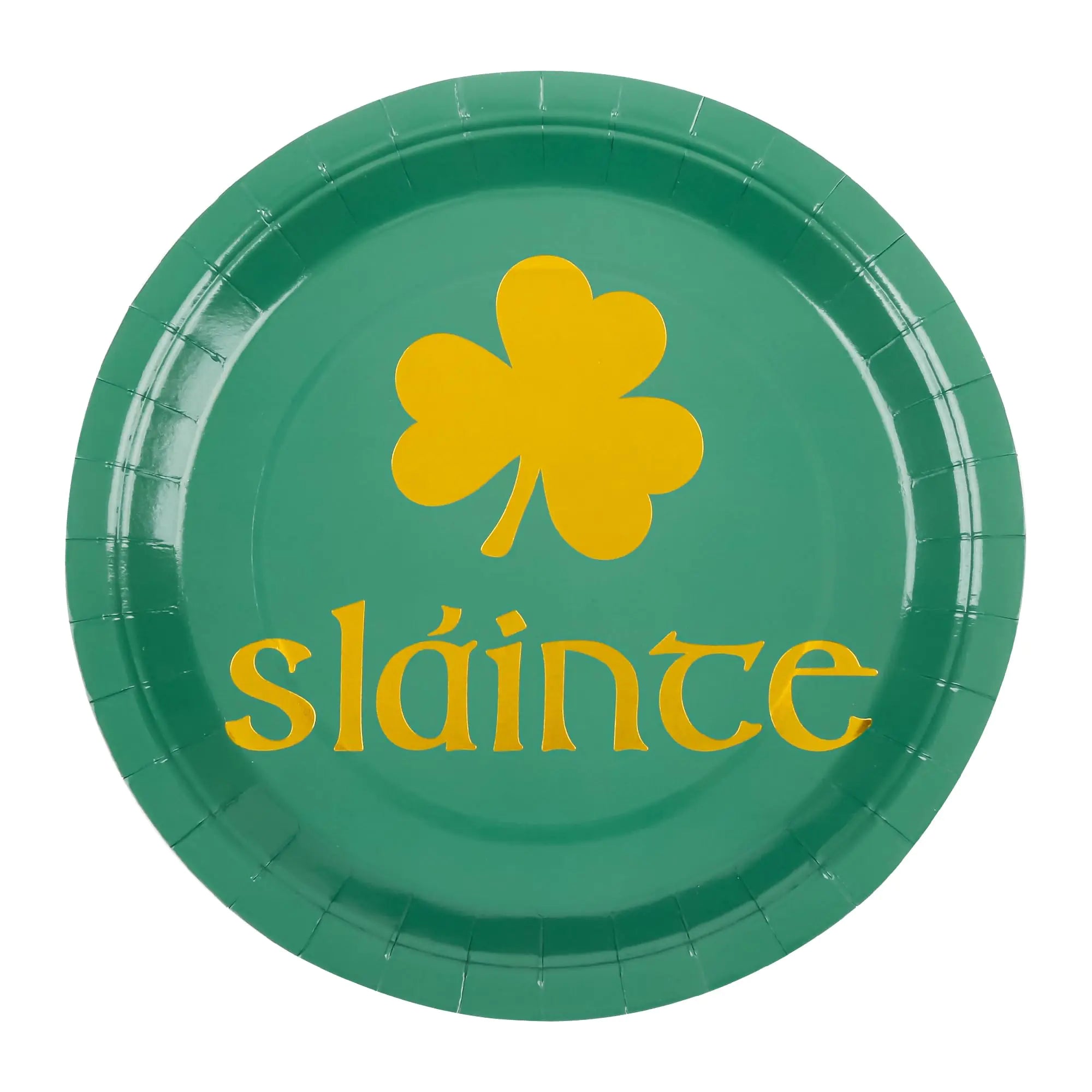 48Pcs St. Patricks Day Party Plates Slainte Cheers Green Disposable Paper Plates Gold Foil Lucky Shamrocks Round Dinner Dessert Serving Plates for Irish Celebration Events Party Supplies (9 Inch)