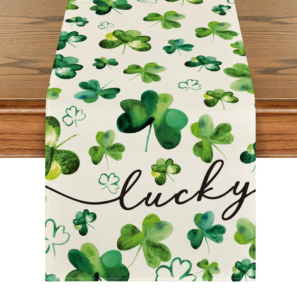 Artoid Mode Shamrock Lucky St. Patricks Day Table Runner Seasonal Spring Holiday Kitchen Dining Table Decor for Home Party Decor 13x60 Inch