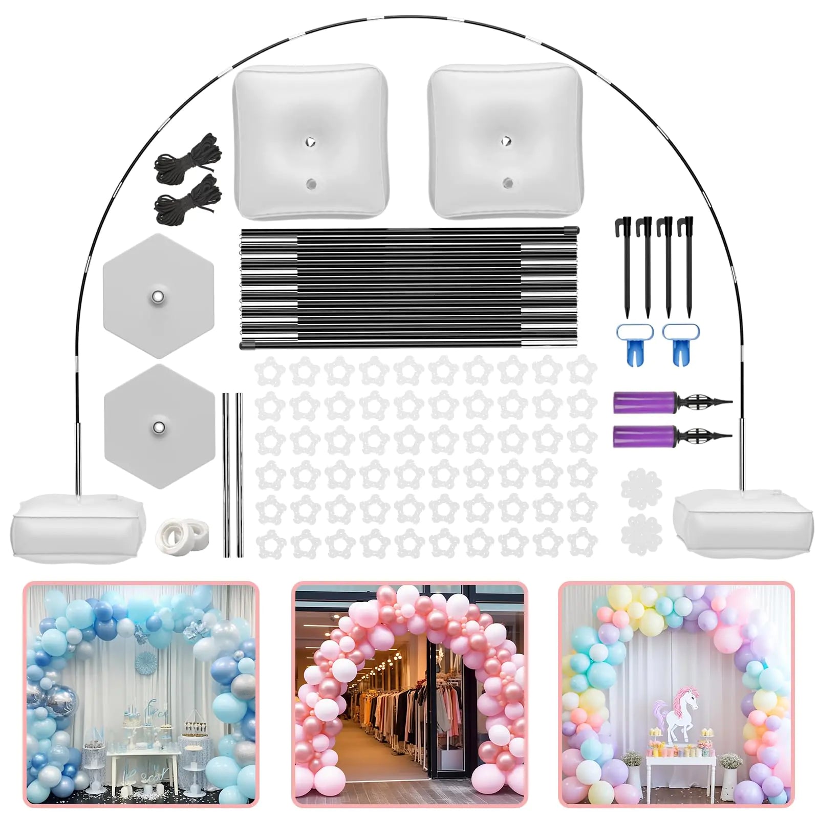 DECOCKRAT Balloon Arch Kit - 9FT Height & 10FT Width Adjustable Balloon Arch Stand Garden Arbors for Wedding Baby Shower Birthday Party Backdrop