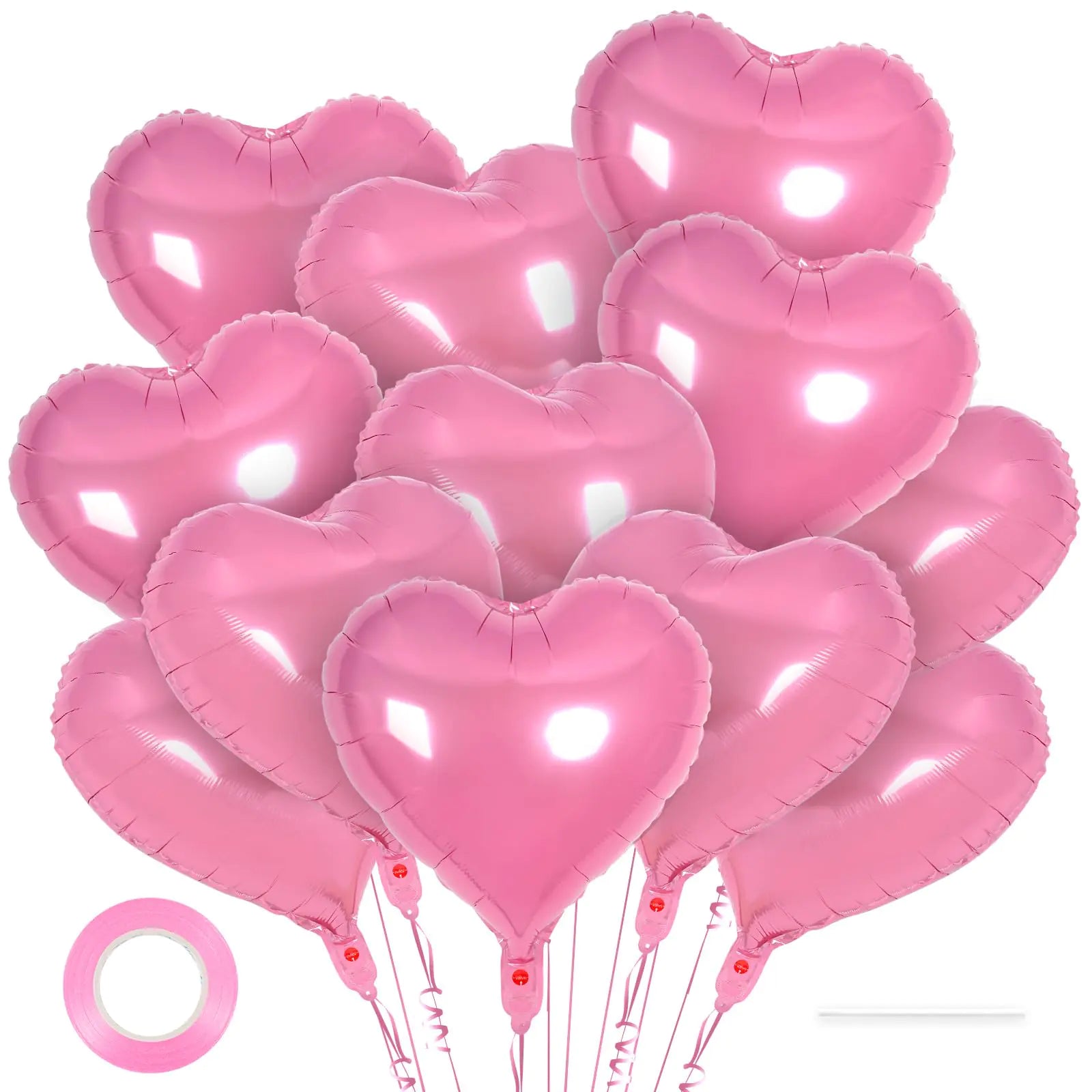 12 Pcs Heart Balloons18 inch Pink Heart Foil Balloons Love Balloons Valentine Balloons for Birthday Party Wedding Engagement Party Baby Shower Valentine Day Decorations (pink)