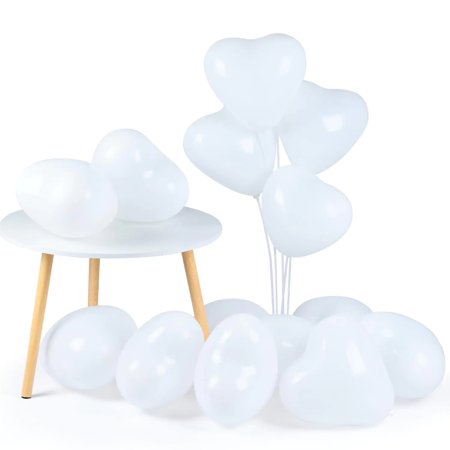 100 Pack Heart Shaped Balloons10 Inch Latex Heart Balloons for Valentines Day Engagement Wedding Party Decorations (White)