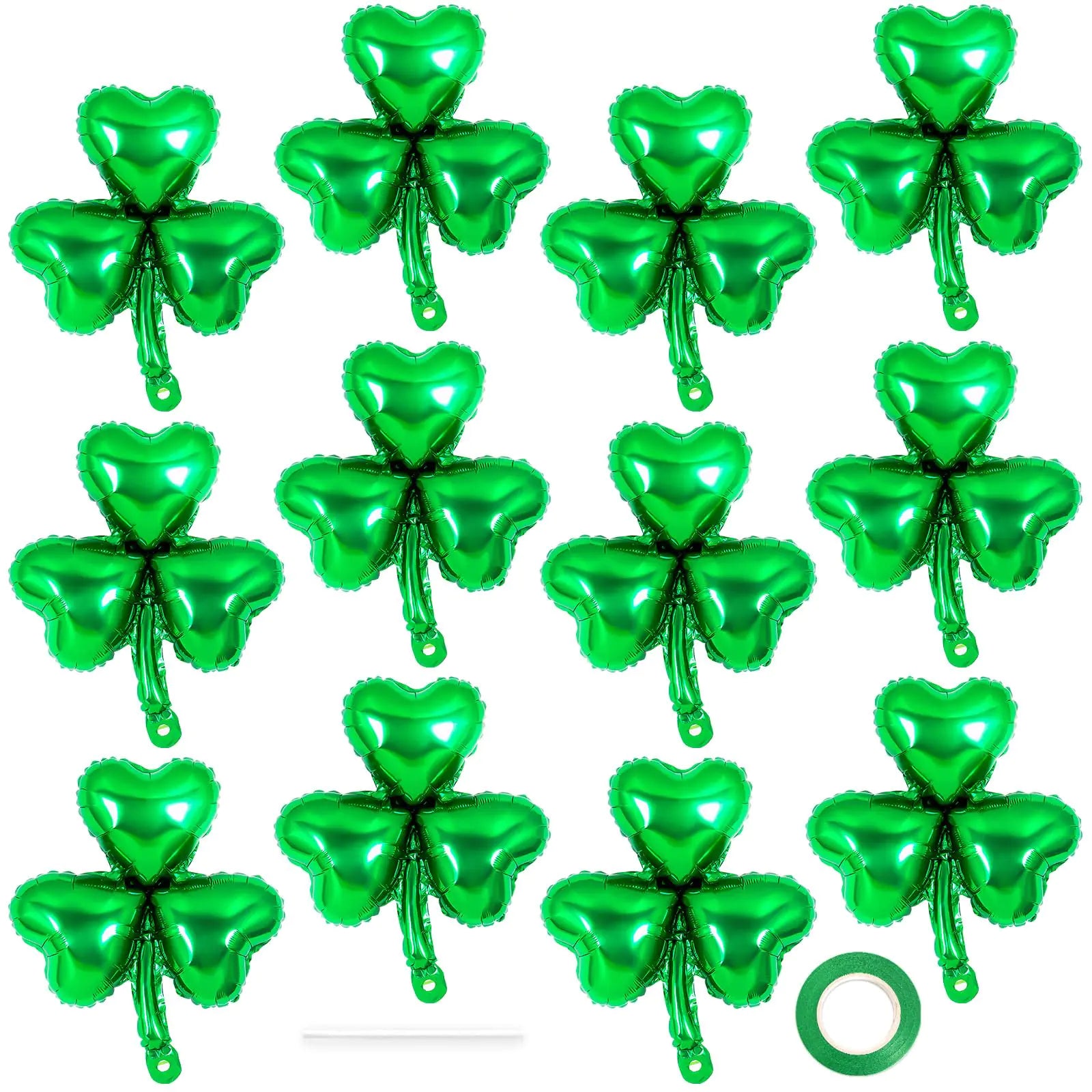 12 Pcs St Patrick Day Balloons18 Inch Shamrock BalloonsClover Foil BalloonsLucky Irish Balloons Large Green St Patrick Balloon for Baby Shower Wedding Birthday St. Patricks Day Party Decorations