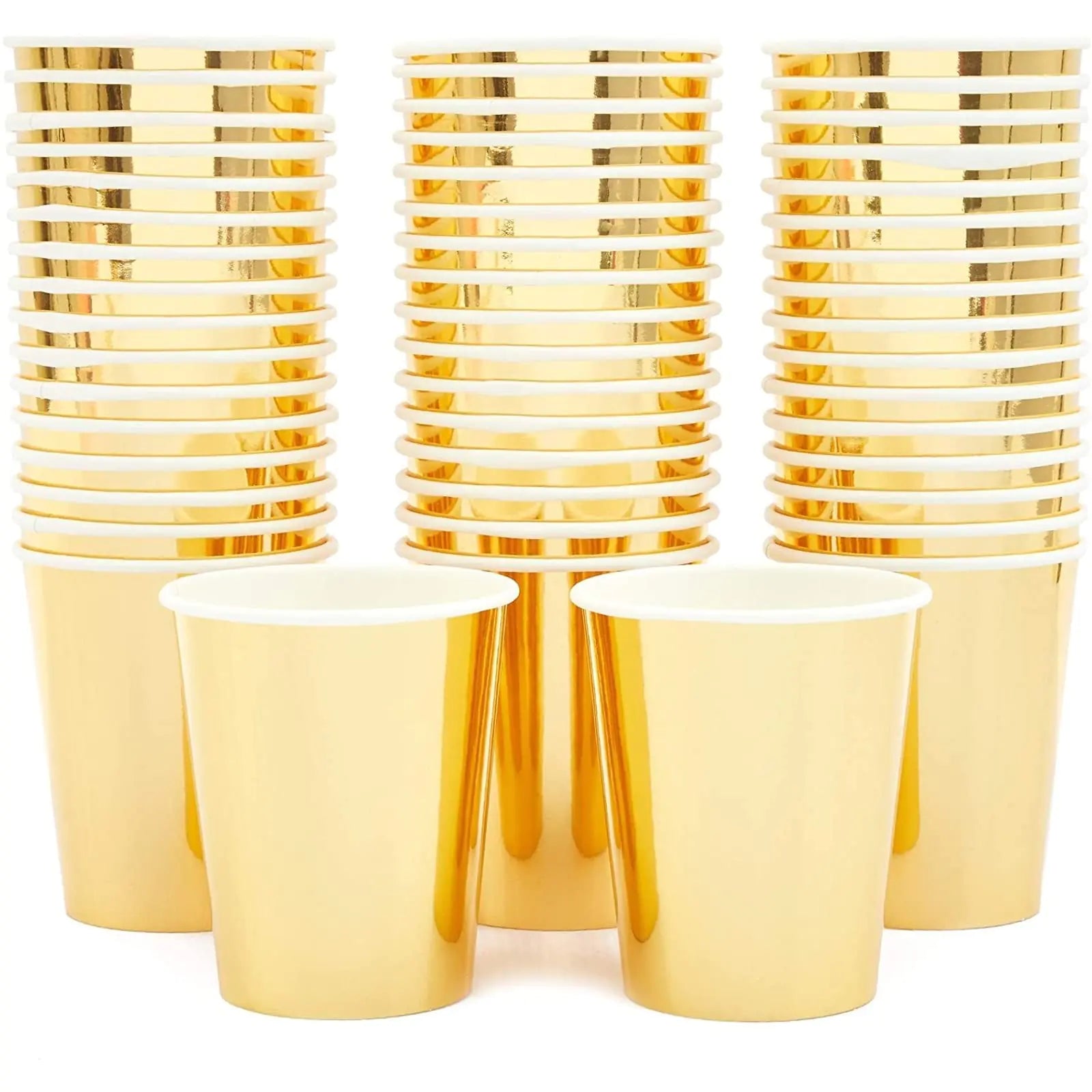 Sparkle and Bash 50 Pack 9oz Gold Party Cups for Hot Drinks Party Supplies Weddings Bridal Showers