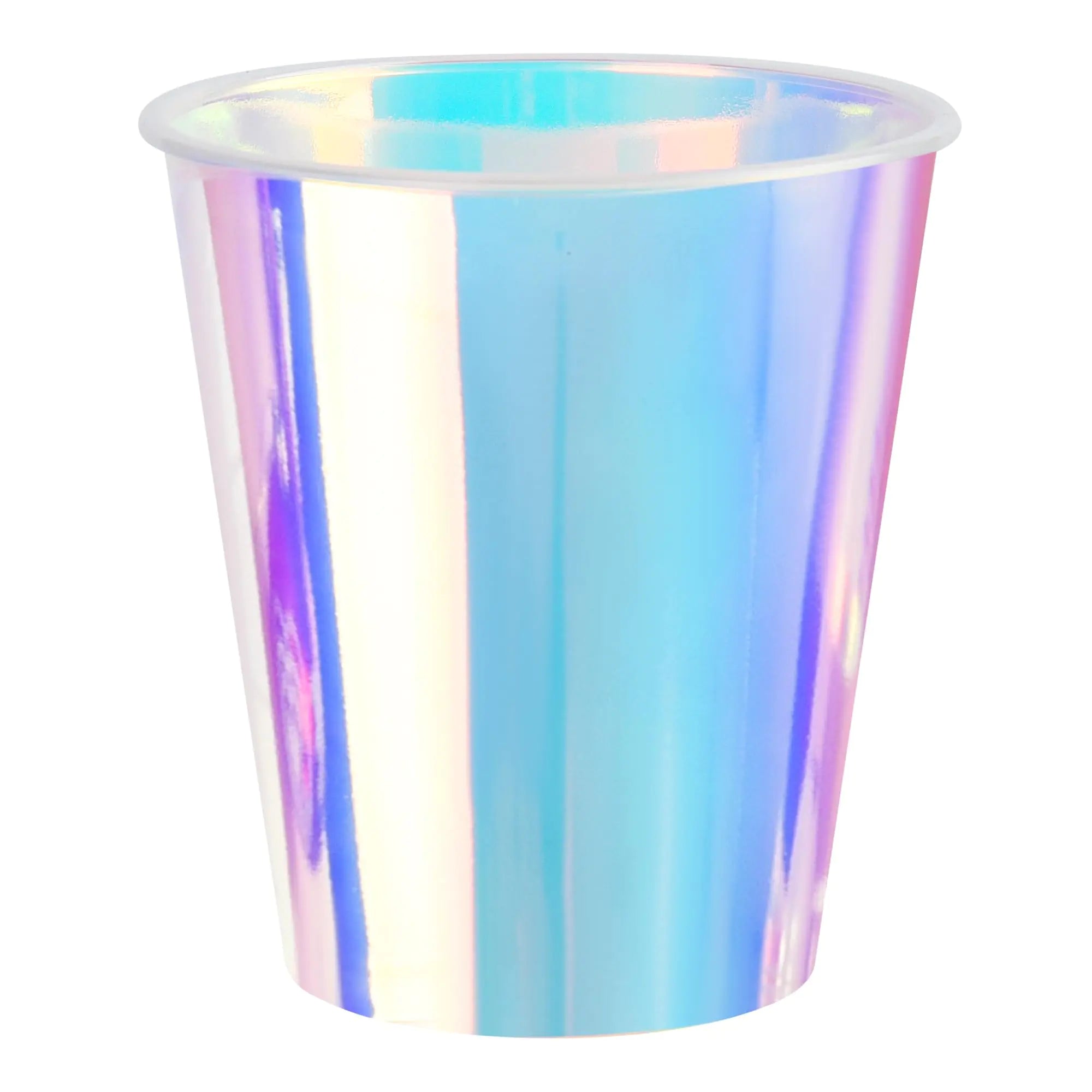 AimFun 25 Iridescent Plastic Cups Holographic Clear Party Cups 12oz Rainbow Disposable Cups for Bachelorette Birthday Wedding Mermaid Party Beverage Drinkware Supplies (25 12oz)