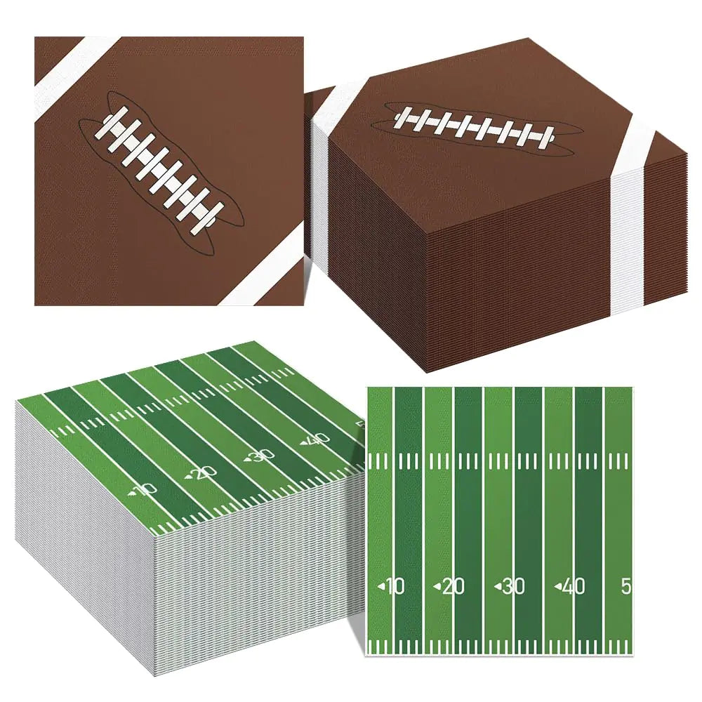 Superbowl Party Decorations Football Napkins 100 PCS Disposable Football Paper Napkins Football Cocktail Napkins Decorative Dinner Hand Napkins for Football Tailgate Party Decorations Supplies