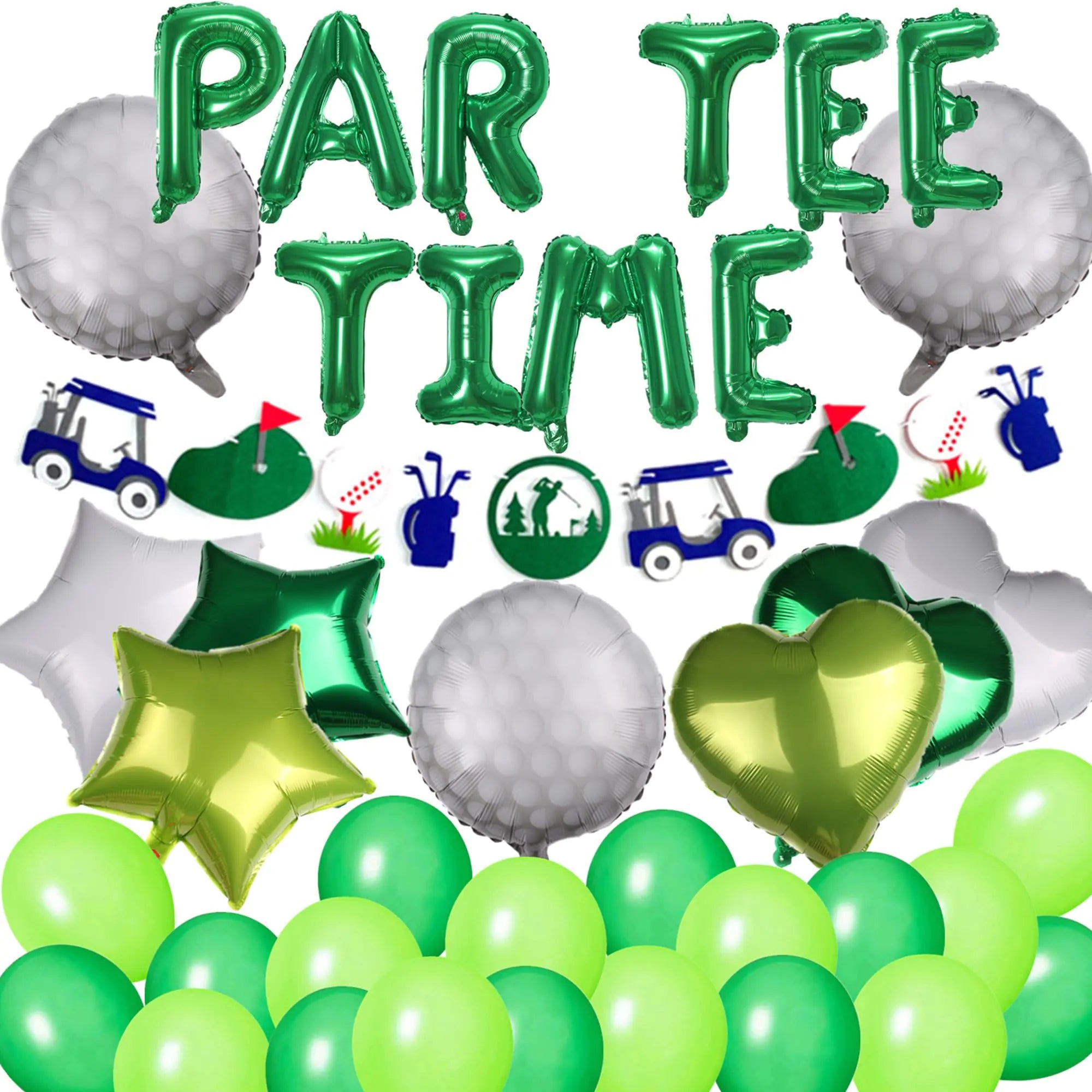 Lets Partee Time Golf Party Decorations Golf Balloons Banner Men Boys Party Balloons Decoration Sport Themed Party Supplies Green Balloons for Birthday Baby Shower Retirement Party