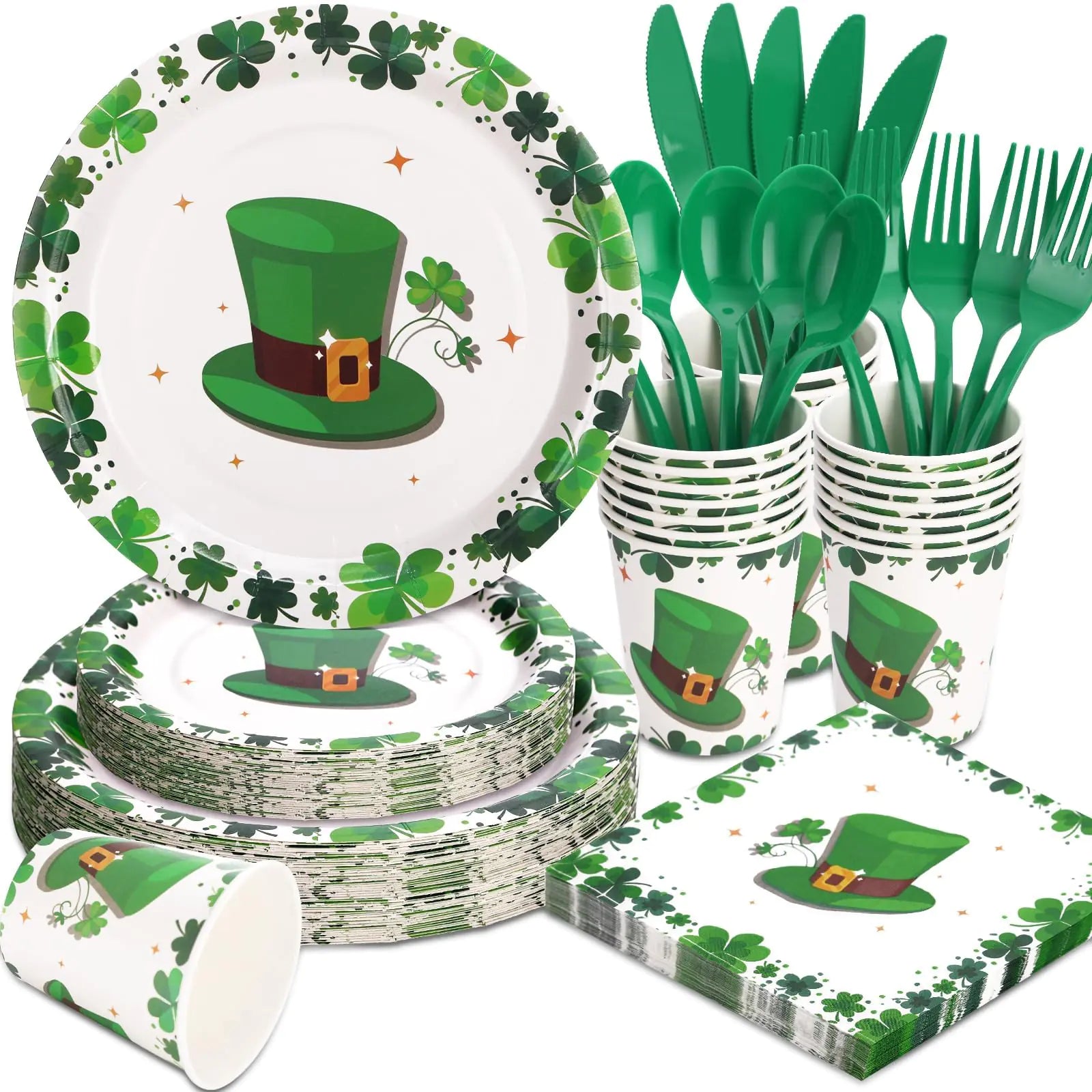 LOOWVY 175pcs St Patricks Day Plates and Napkins Set-St Patricks Day Party Supplies for St Patricks Day Decorations